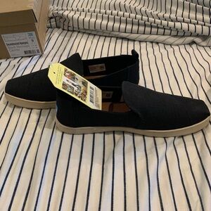 Toms Deconstructed Alpargata Black Canvas Slip on Shoes (New in Box)